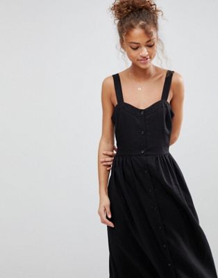 asos black linen dress