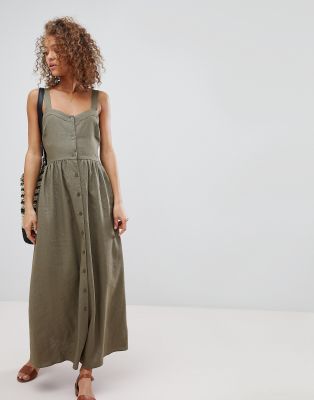 button linen dress