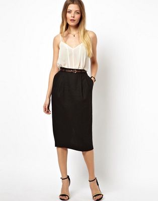 ASOS | ASOS Linen Pencil Skirt with Belt