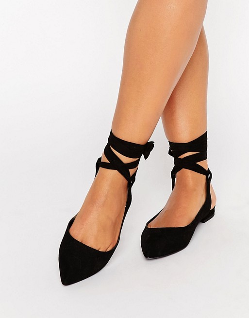 ASOS | ASOS LINGUINI Lace Up Pointed Ballet Flats