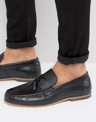ASOS Loafers In Black Leather With Tassel | ASOS
