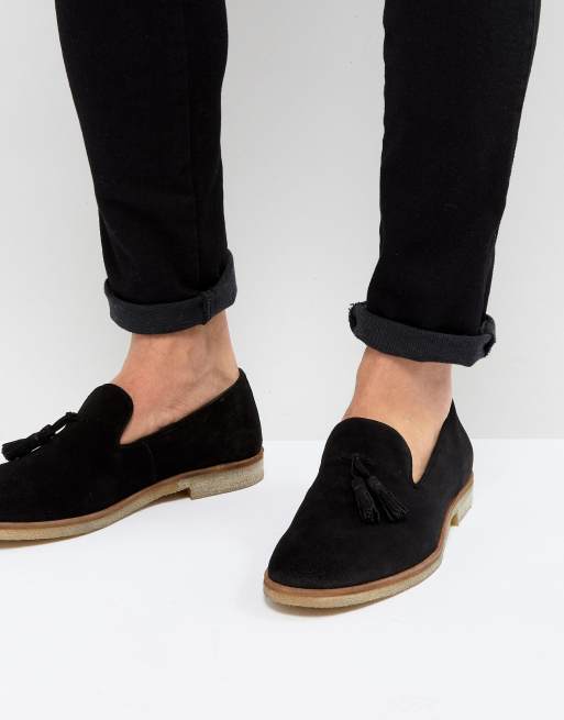 ASOS Loafers In Black Suede With Natural Sole ASOS