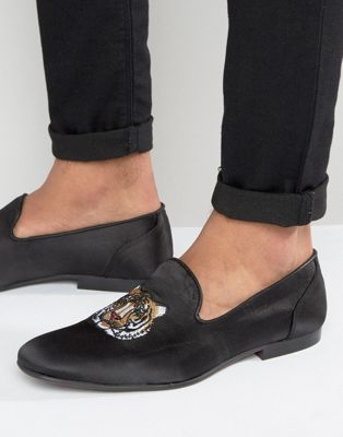 ASOS Loafers In Black With Tiger 