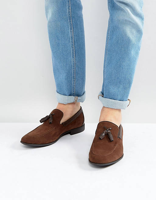 ASOS Loafers In Brown Faux Suede With Tassel