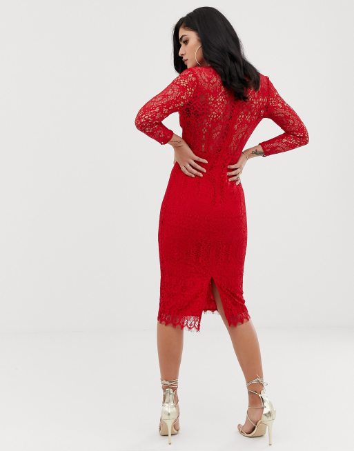 Asos red pencil on sale dress