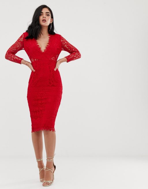 Red lace sale dress asos