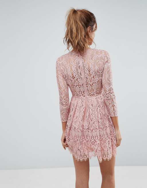 asos long sleeve lace mini prom dress