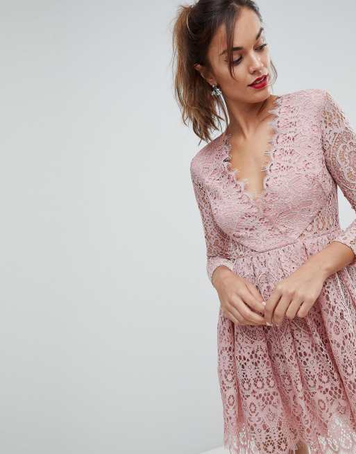 asos long sleeve lace mini prom dress