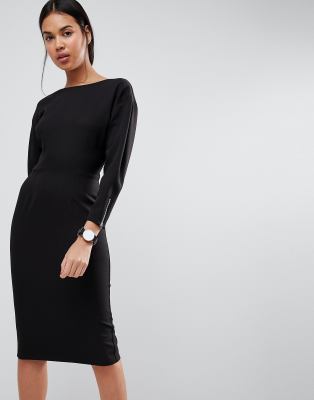 black midi pencil dress