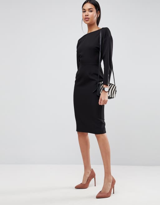 Long sleeve midi outlet pencil dress