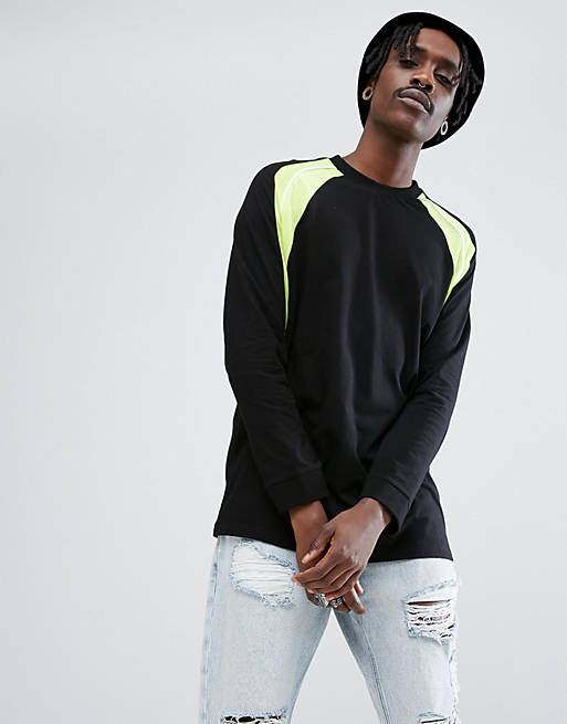 ASOS Long Sleeve T-Shirt With Contrast Neon Colour Block | ASOS