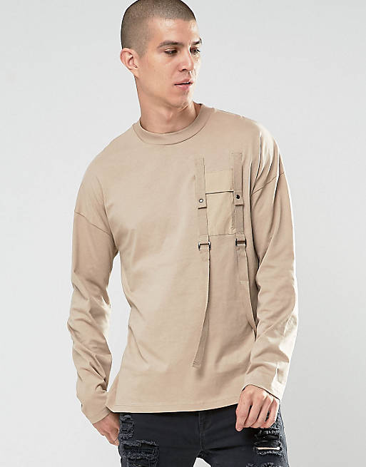 ASOS Long Sleeve T-Shirt With Military Pocket And Strap Detail | ASOS