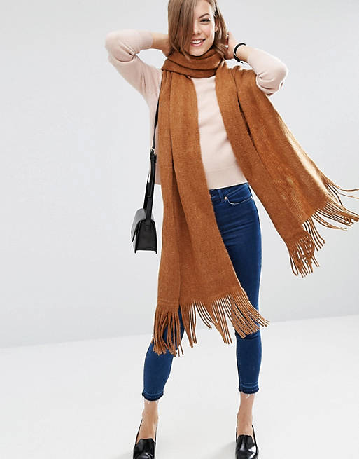 ASOS Long Tassel Scarf in Supersoft Knit