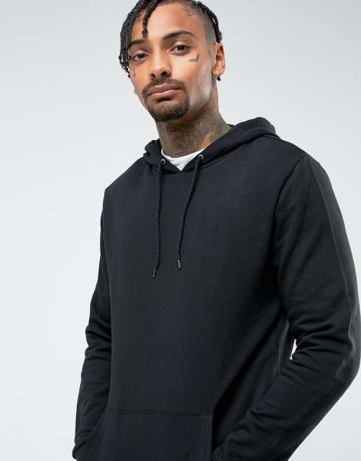 Black longline hoody hot sale