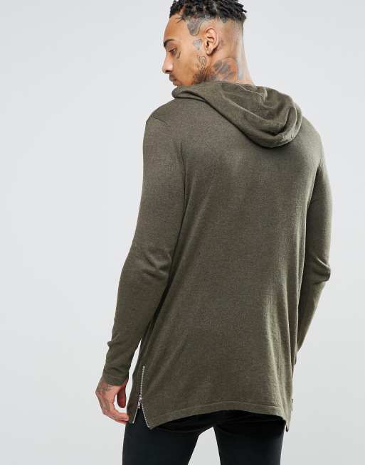 Longline best sale knitted hoodie