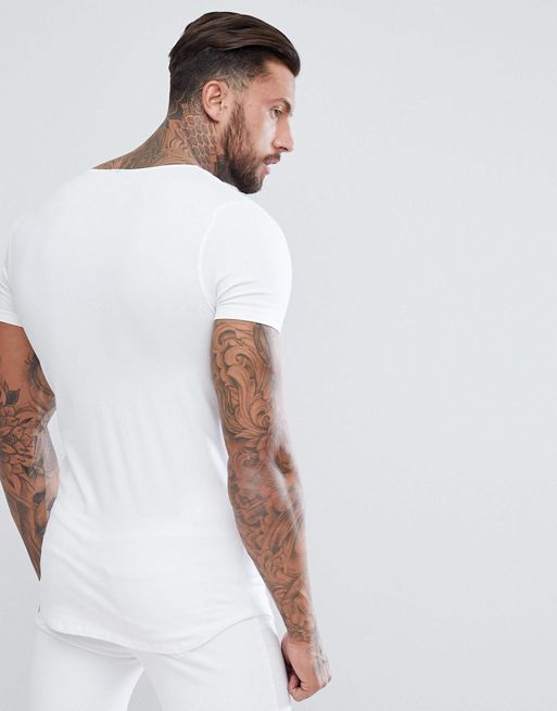 ASOS T-shirt With Notch Neck in White for Men