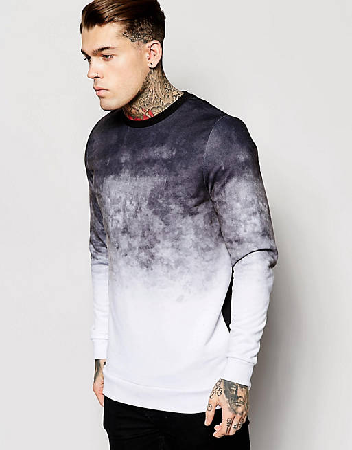 ASOS Longline Sweatshirt With Dip Dye Effect | ASOS
