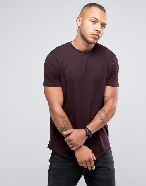 ASOS longline t-shiert med kurvad fåll