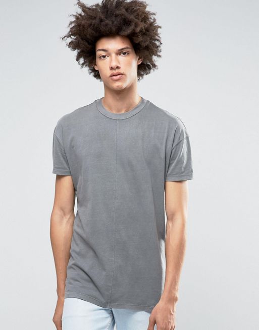 ASOS Longline T-Shirt With Cold Pigment Dye And Seam Detail | ASOS