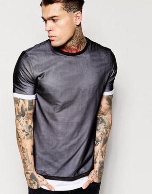 ASOS | ASOS Longline T-Shirt With Mesh Overlayer