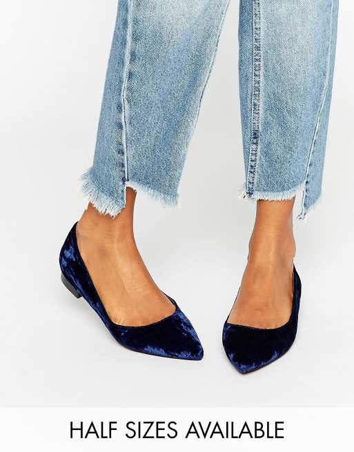 Asos Lost Velvet Pointed Ballet Flats Asos