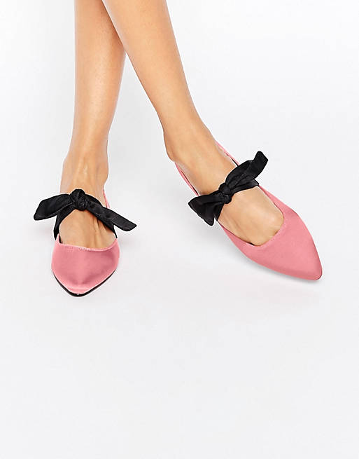 ASOS LOVEABLE Pointed Bow Ballet Flats