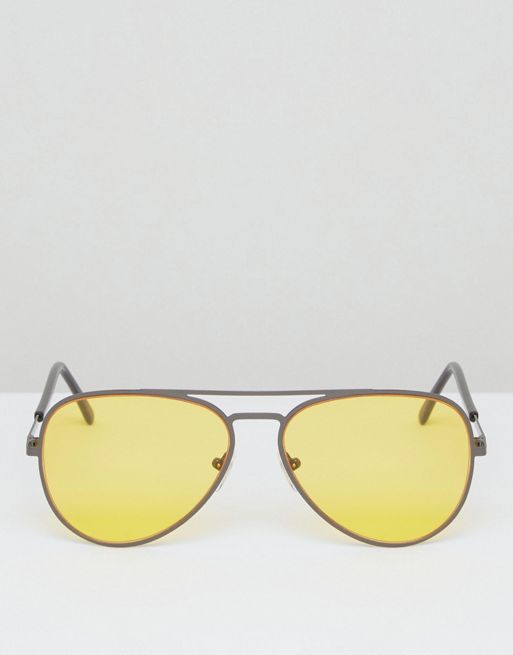 ASOS - Lunettes de soleil aviateur à verres jaunes