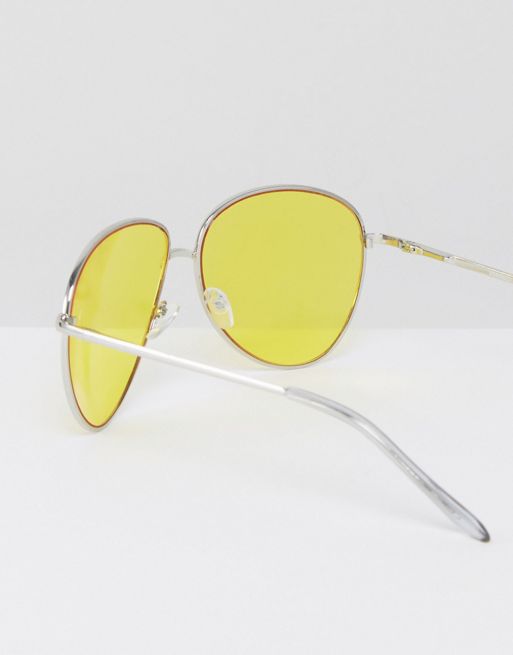 ASOS - Lunettes de soleil aviateur à verres jaunes
