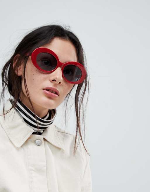 ASOS Lunettes de soleil ovales Rouge ASOS Lunettes de soleil ovales Rouge