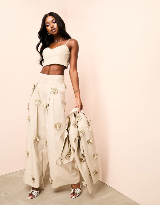 ASOS LUXE 3 piece cupped bralette in stone ASOS