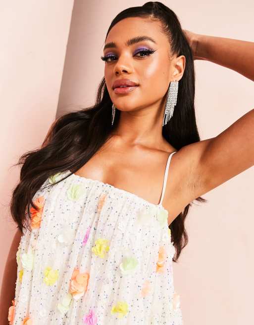 ASOS LUXE floral embellished cami top in multi