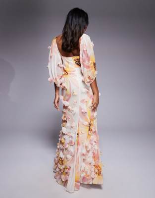 ASOS LUXE 3D floral maxi dress in floral print