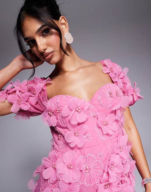 asos off the shoulder dress DESIGN off-shoulder ruched detail maxi in sky blue back fastening ensures a secure fit ASOS Orange Floral Off Shoulder
