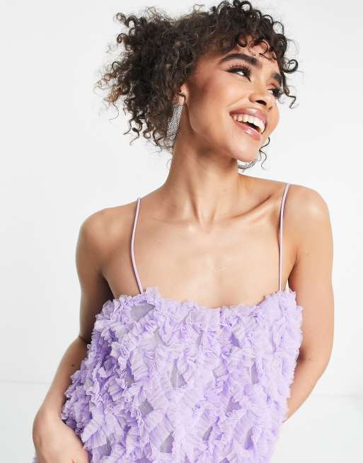 ASOS LUXE 3D lace bandeau mini dress in lilac