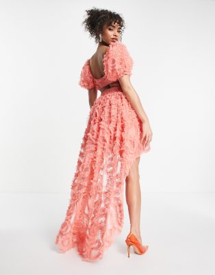 coral lace skirt