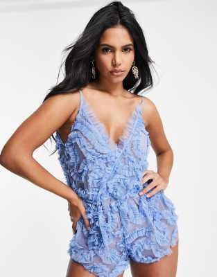 ASOS LUXE 3D lace teddy in blue