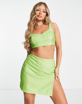 ASOS LUXE co-ord mini skirt in glitter green