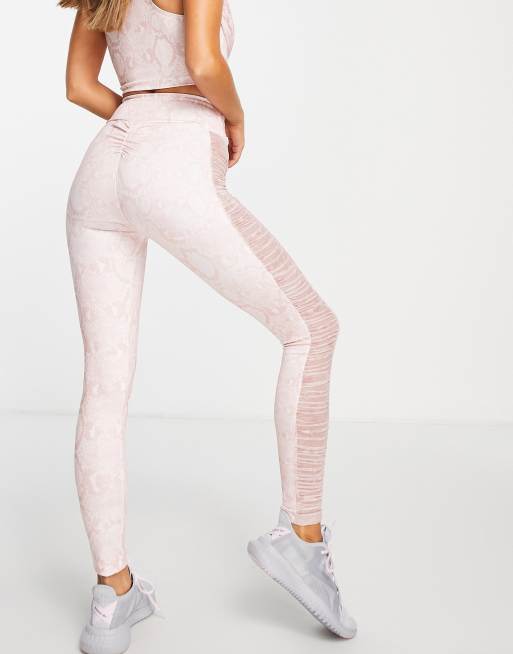 Womens GYMSHARK FLEUR TEXTURE LEGGINGS - DUSKY PINK MARL Size S Small