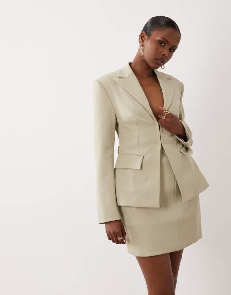 ASOS LUXE - Americana de sastre verde pistacho con detalle en la cintura (parte de un conjunto) - view 1