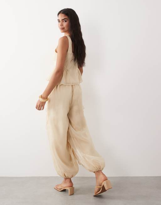 ASOS LUXE – Ballonhose in Apricot mit Blumendetail, Kombiteil, 4 von 5