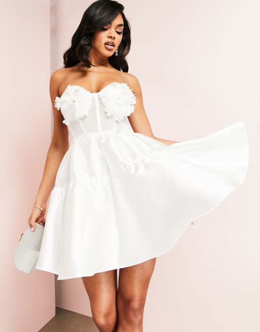 Plus Size Stretch Satin Tiered Skater Skirt Dress