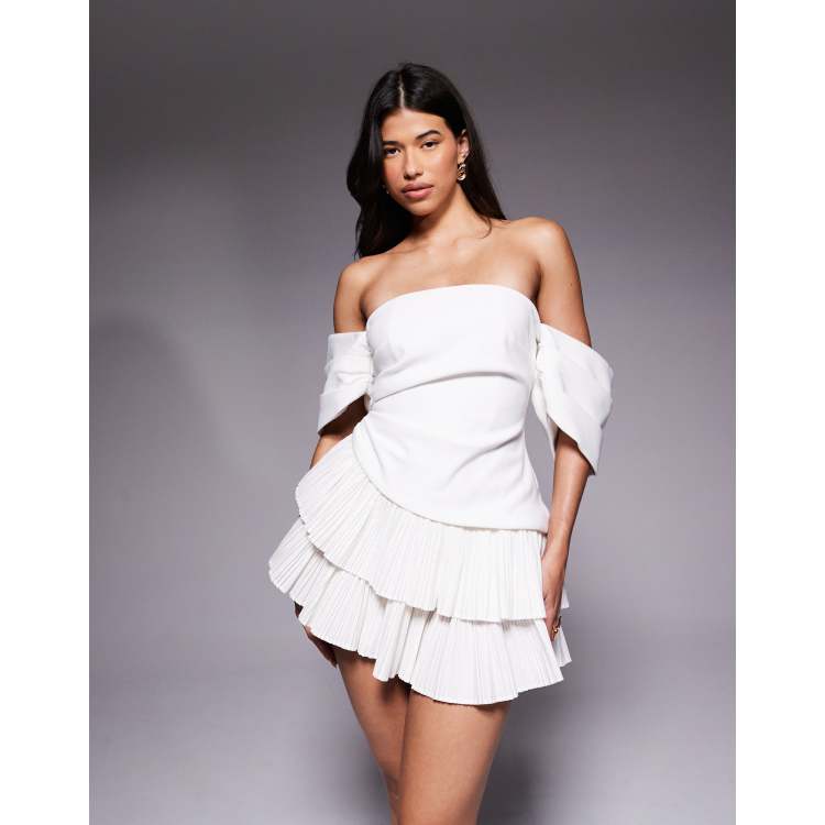open lace back dress Prom Queen Bandeau Mini Dress White main image 1