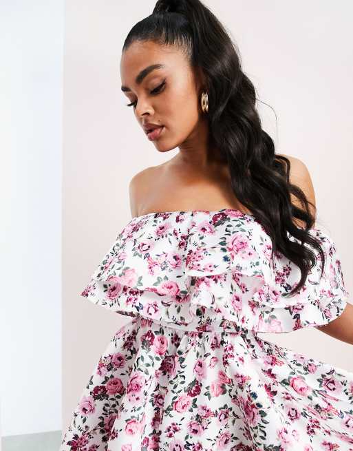 Floral store bardot playsuit