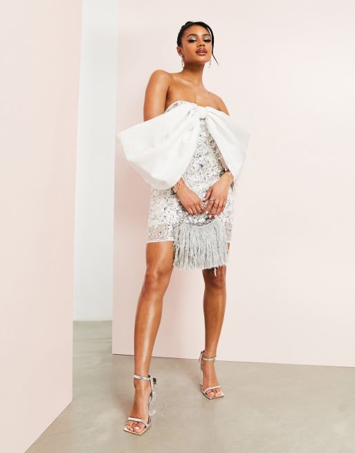 Asos white bardot hot sale dress