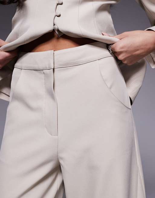 ASOS LUXE – Beige, figursydda byxor med raka ben, del av set, 5 av 5