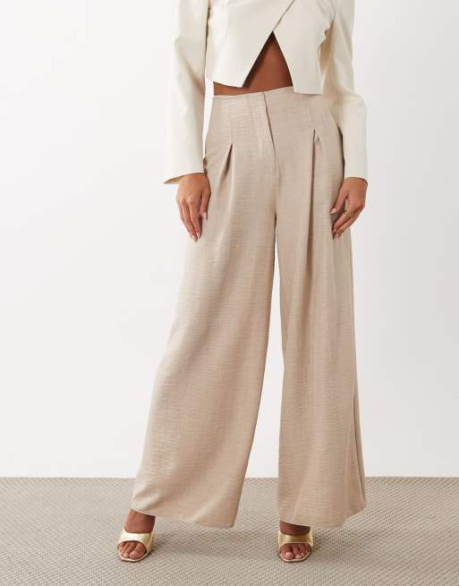 ASOS LUXE - Beige højtaljede bukser med brede ben og bred linning - Del af sæt, 2 af 5
