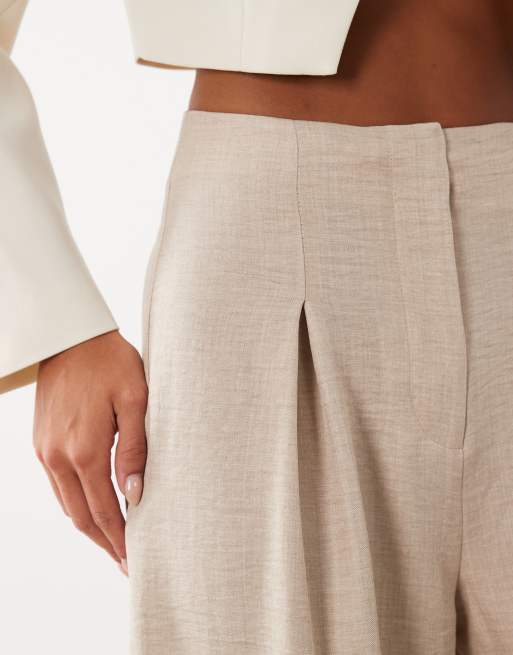 ASOS LUXE - Beige højtaljede bukser med brede ben og bred linning - Del af sæt, 5 af 5
