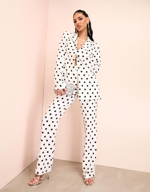 ASOS Luxe - Blazer da abito sartoriale monopetto con stampa a pois in coordinato, 4 di 4