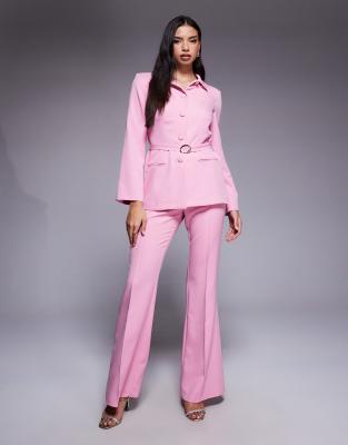 ASOS LUXE - Blazer in Rosa mit Button-down-Kragen und Gürtel, Kombiteil