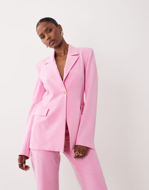 ASOS LUXE - Blazer sartoriale rosa acceso in coordinato - view 1
